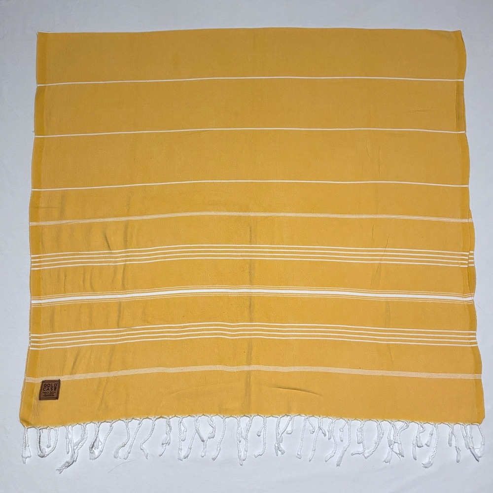 Gold Case Turkish Towel Unisex OS Mustard Yellow Striped Cotton Tassel Peshtemal